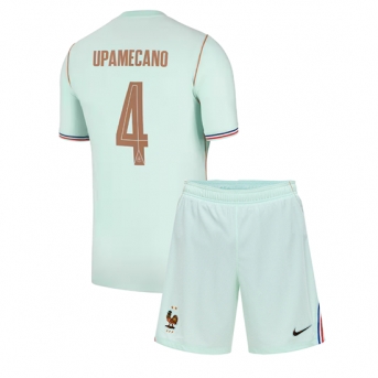 Billige Fotballdrakt Frankrike Dayot Upamecano #4 Replika Bortedraktsett Barn VM 2026 Kortermet (med bukser)